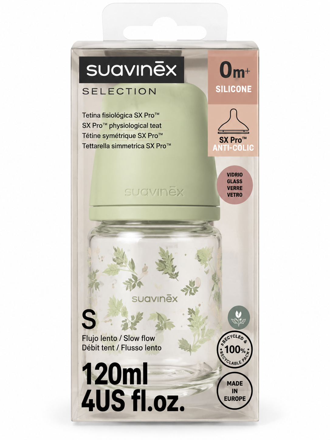 Biberon Green Cristal Anti-Cólico Suavinex +0 Meses