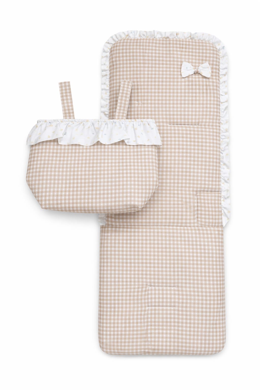 Pack Bolso + Colchoneta Vichy Beige Volante