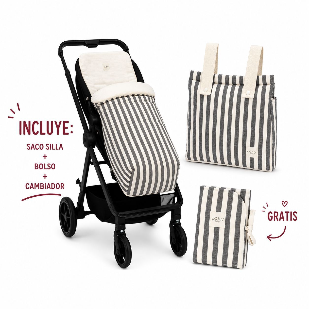 Pack Koku Baby Saco + Bolso + Cambiador Brown
