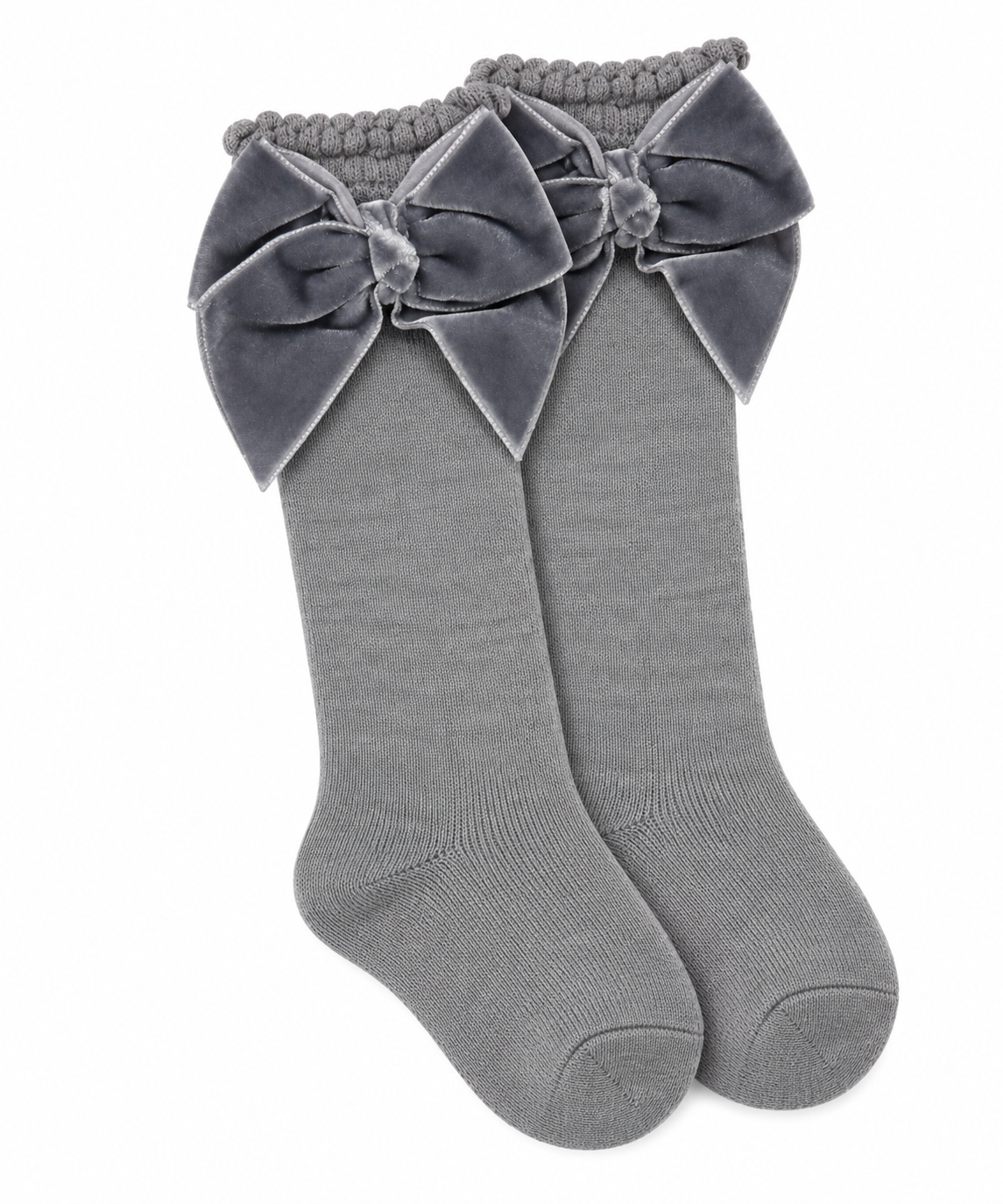 Calcetín Alto Lazo Terciopelo Gris JC