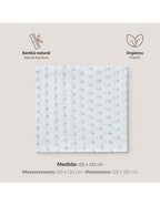 Muselina 120x120 Estrellas Azul