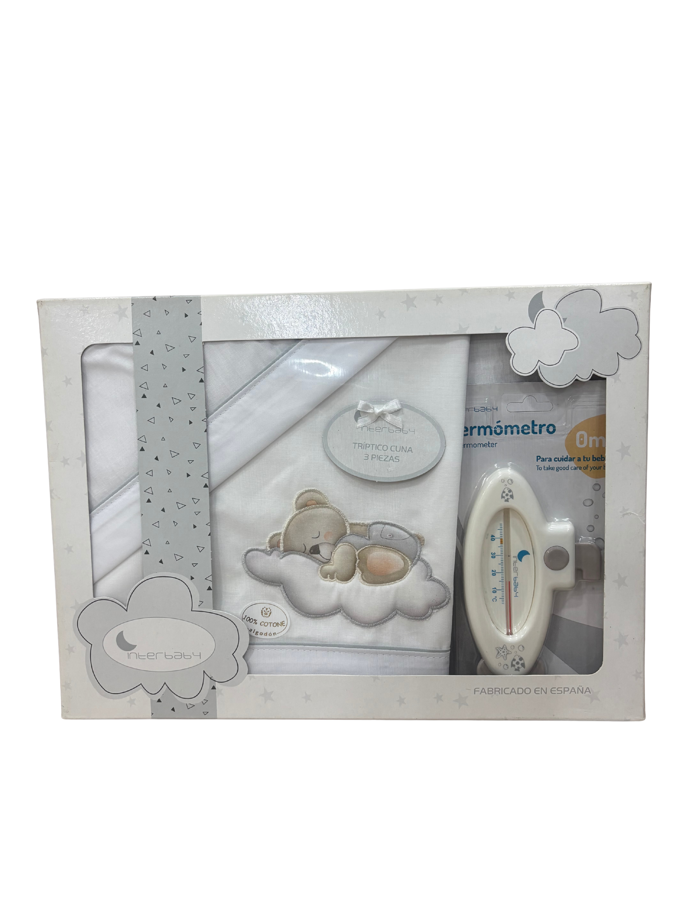 Cuna Osito Gris + Termómetro Verano