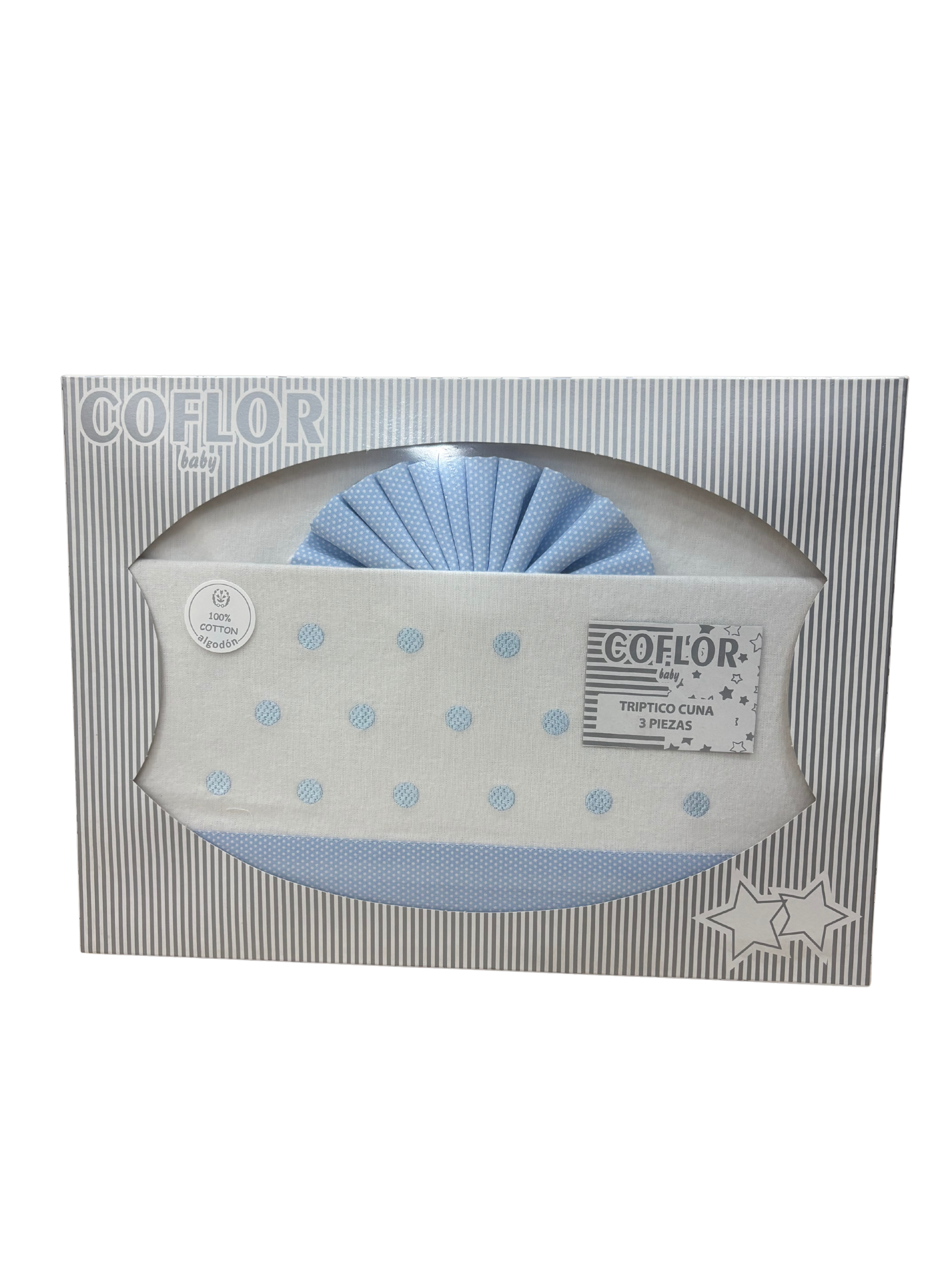 Cuna Lunares Azul Franela