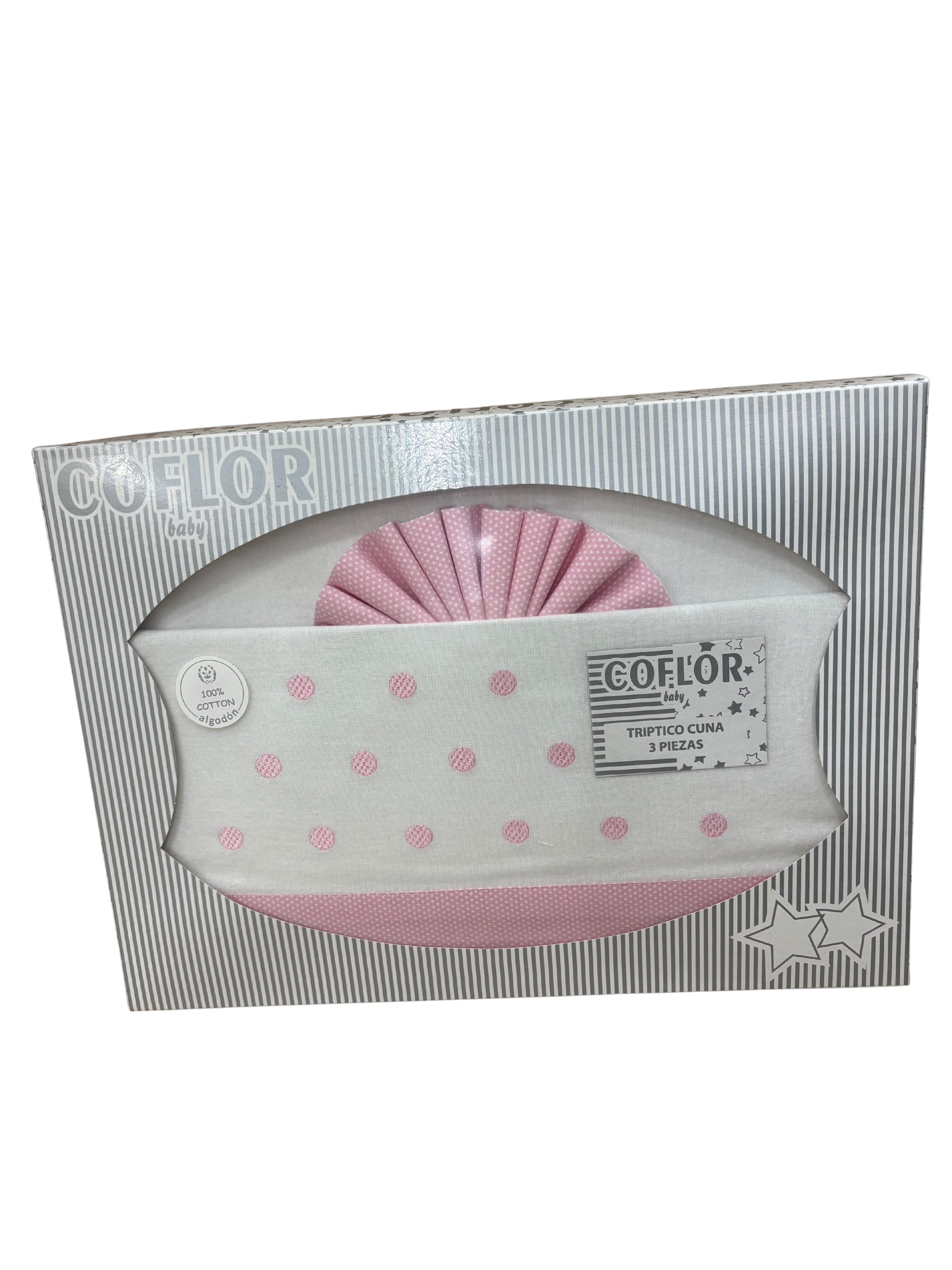 Cuna Lunares Rosa Franela