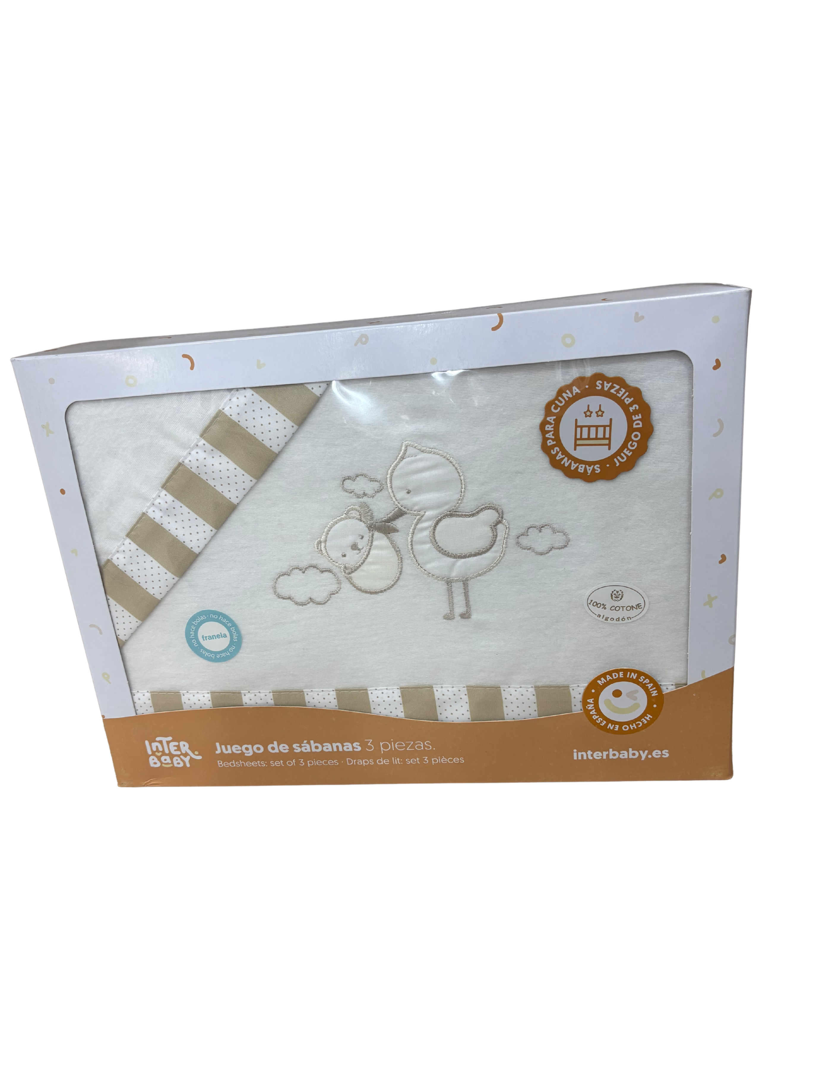 Cuna Cigüeña Beige Franela