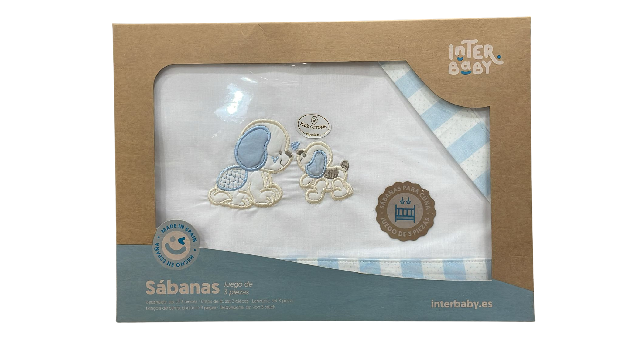 Cuna Perritos Azul Verano