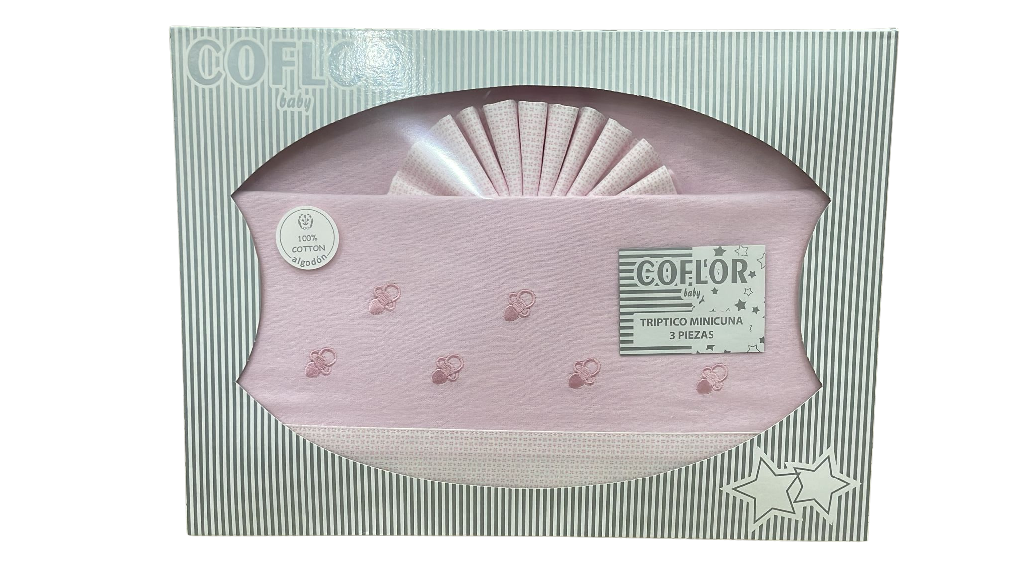 Minicuna Chupetes Rosa Franela