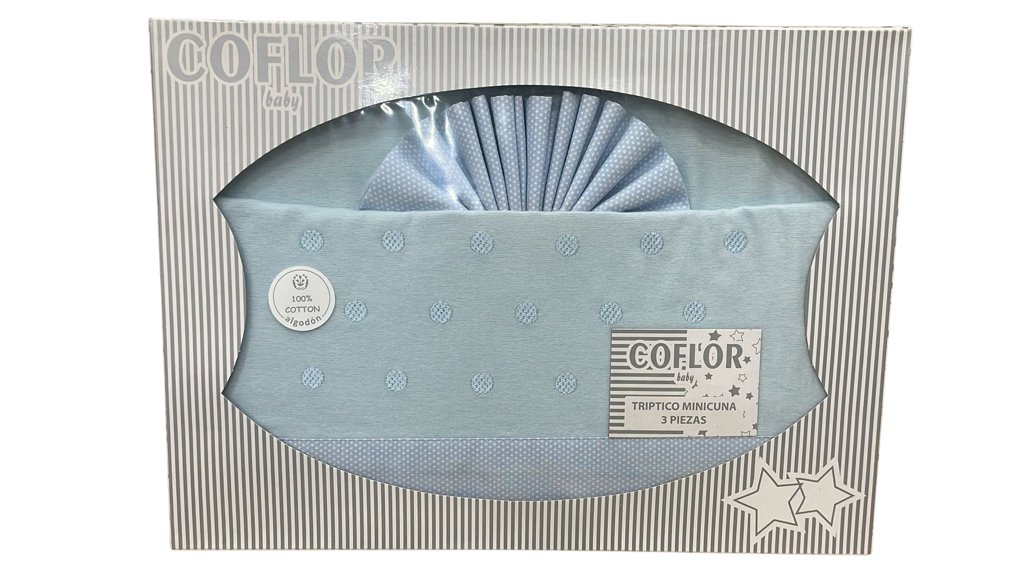 Minicuna Puntitos Azul Franela