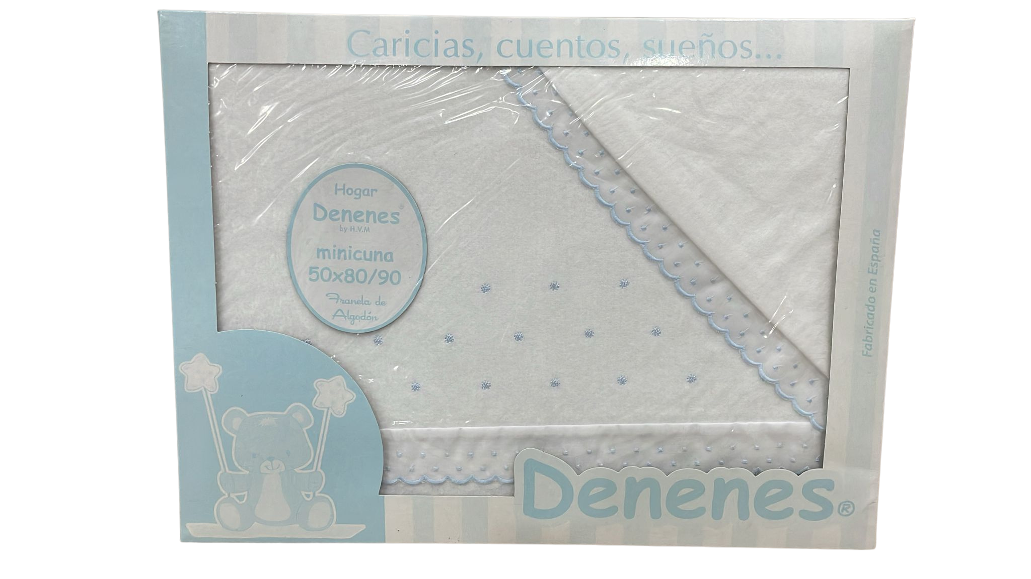 Minicuna Puntilla Azul Franela