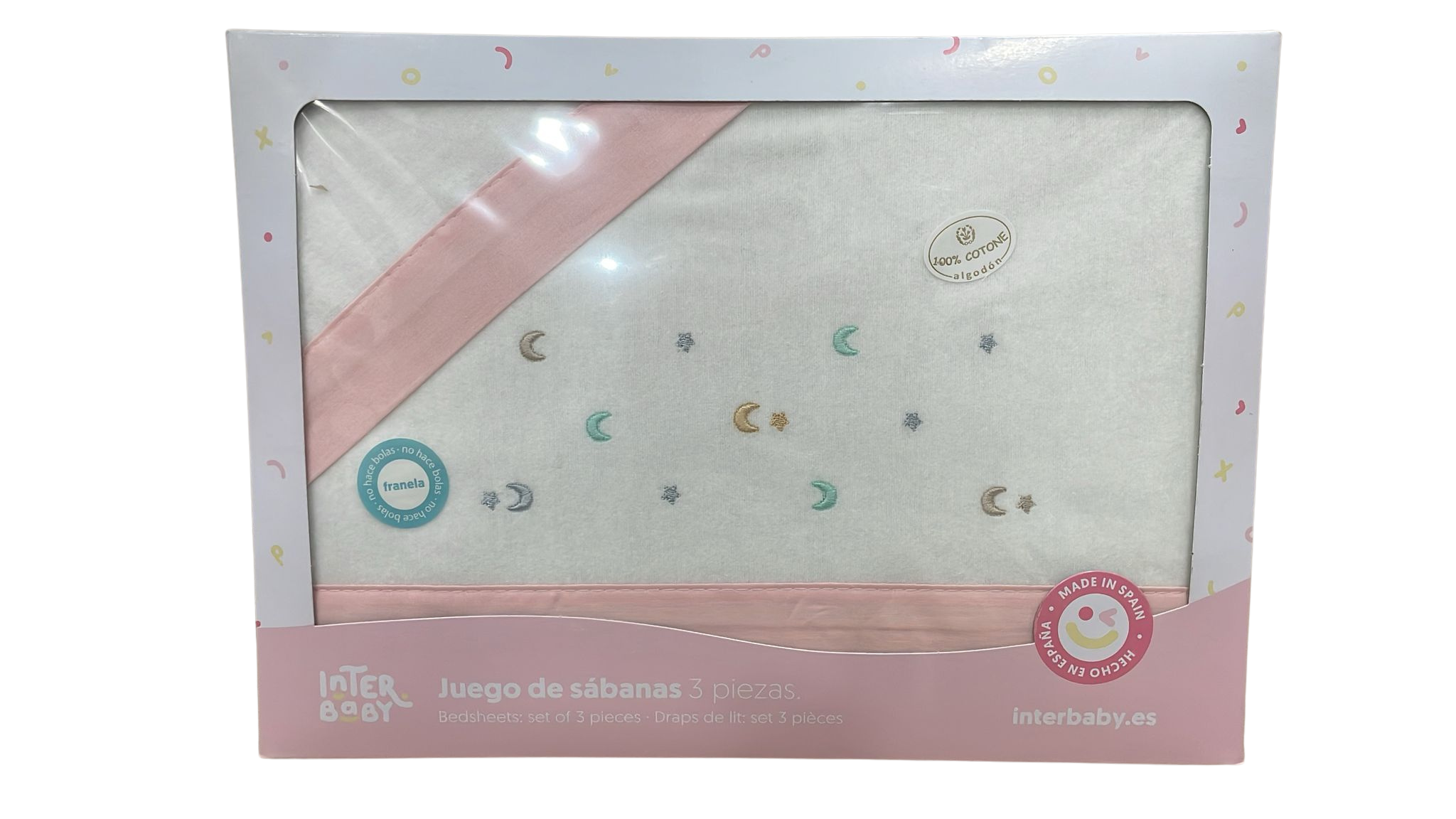 Minicuna Estrellitas Rosa Franela