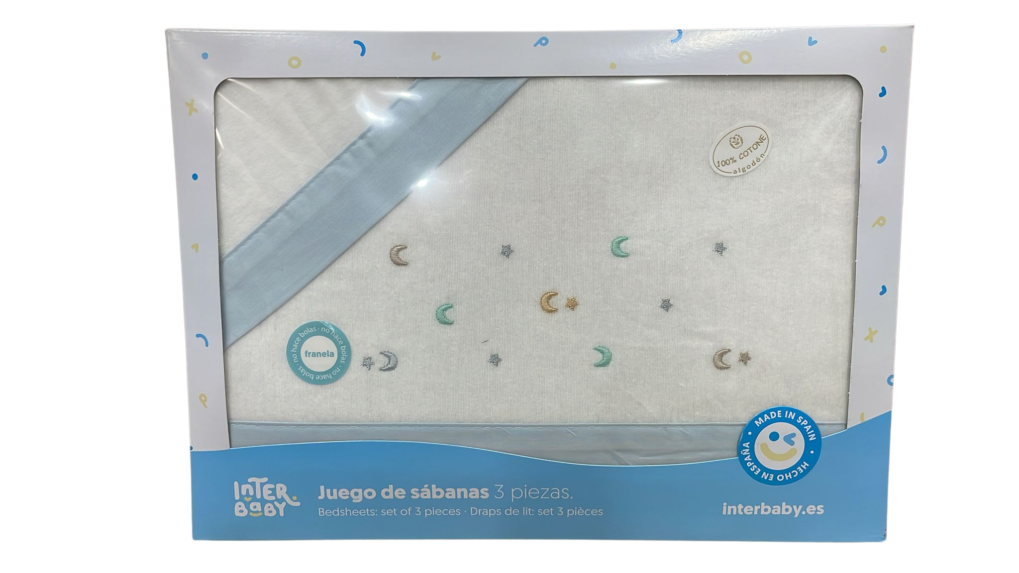 Minicuna Estrellitas Azul Franela