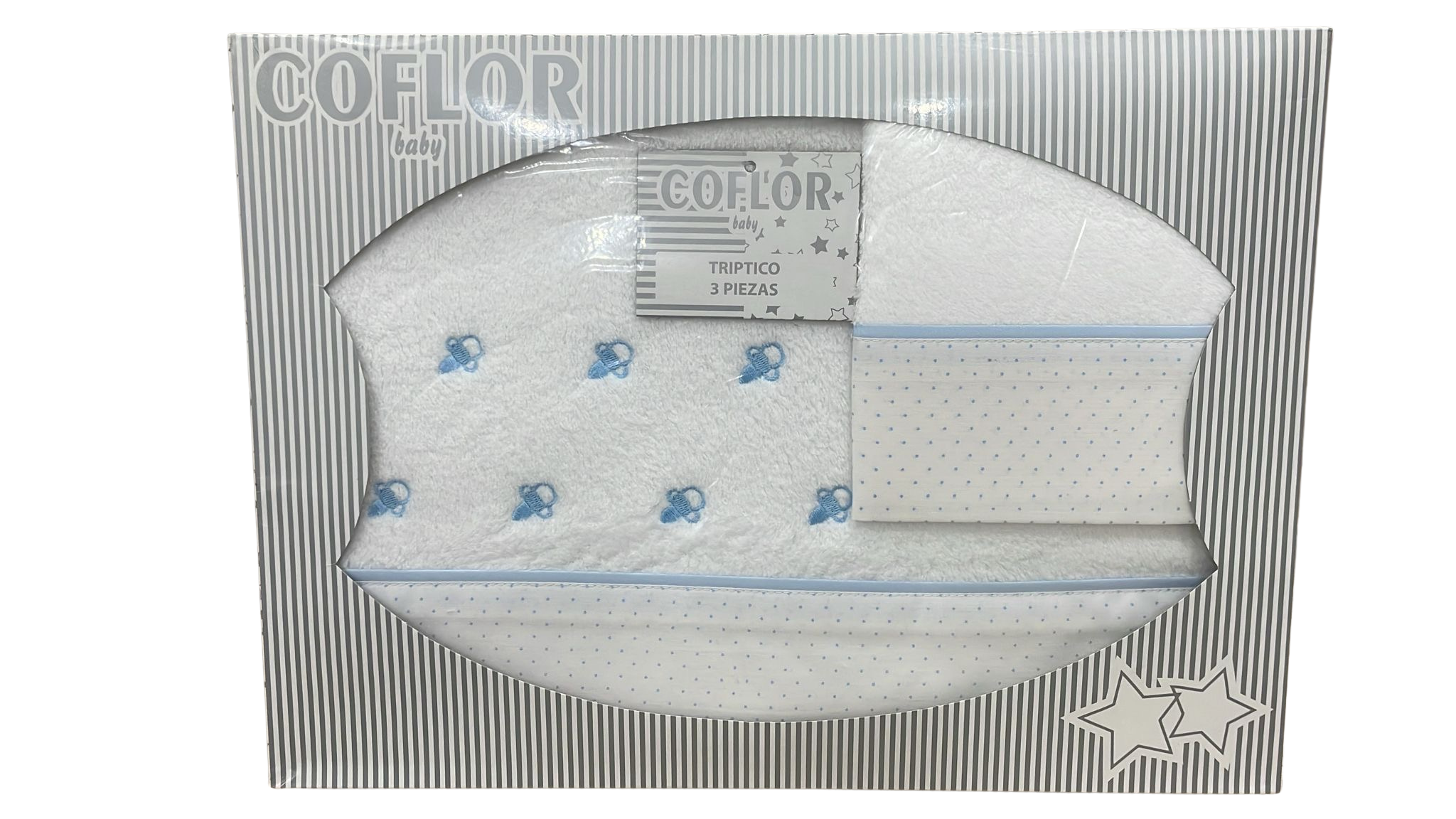 Minicuna Chupetes Blanca/Azul Coralina