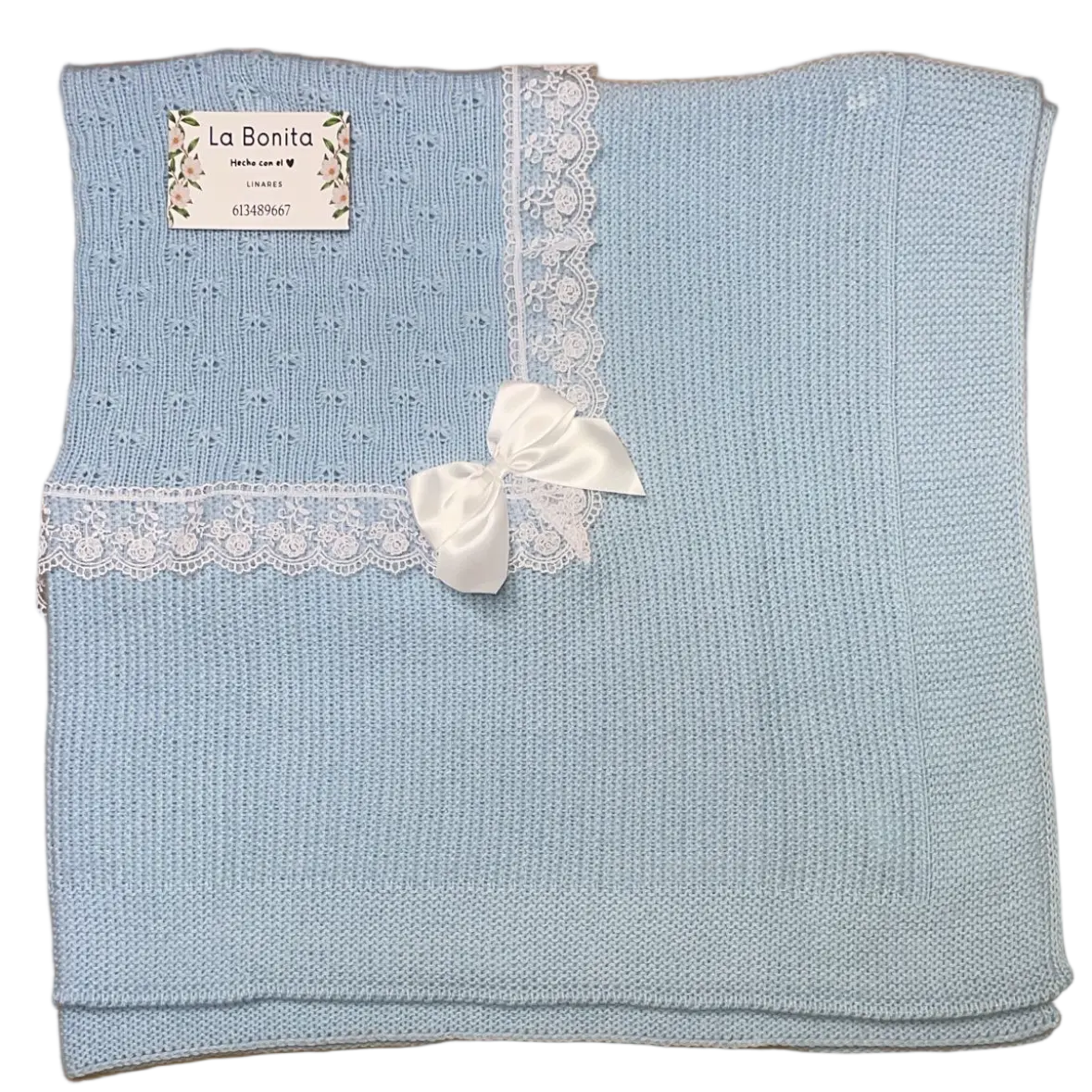 Toca Encaje Azul Bebé