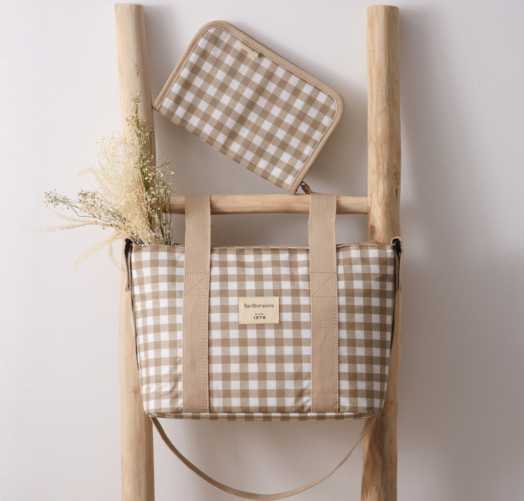 Bolso + Cambiador Vichy Beige Bimbidreams