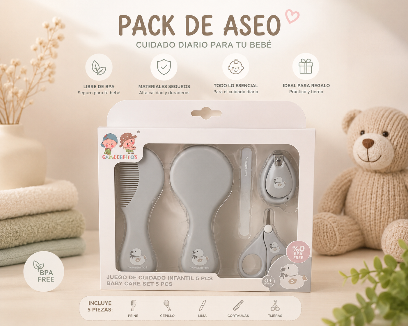 Pack Aseo Gamberritos Gris