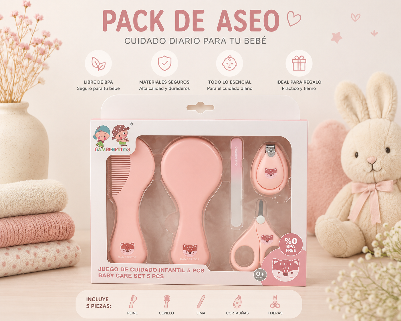 Pack Aseo Gamberritos Rosa