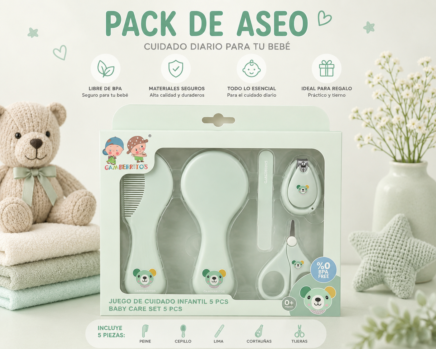 Pack Aseo Gamberritos Verde Agua