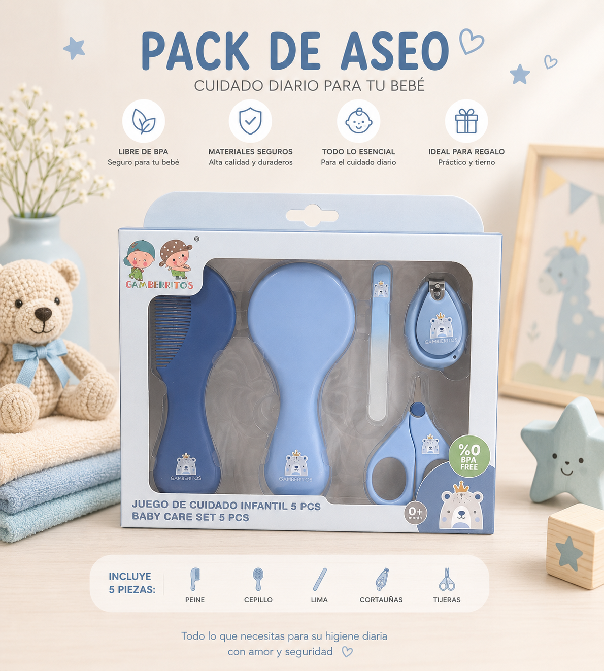 Pack Aseo Gamberritos Azul