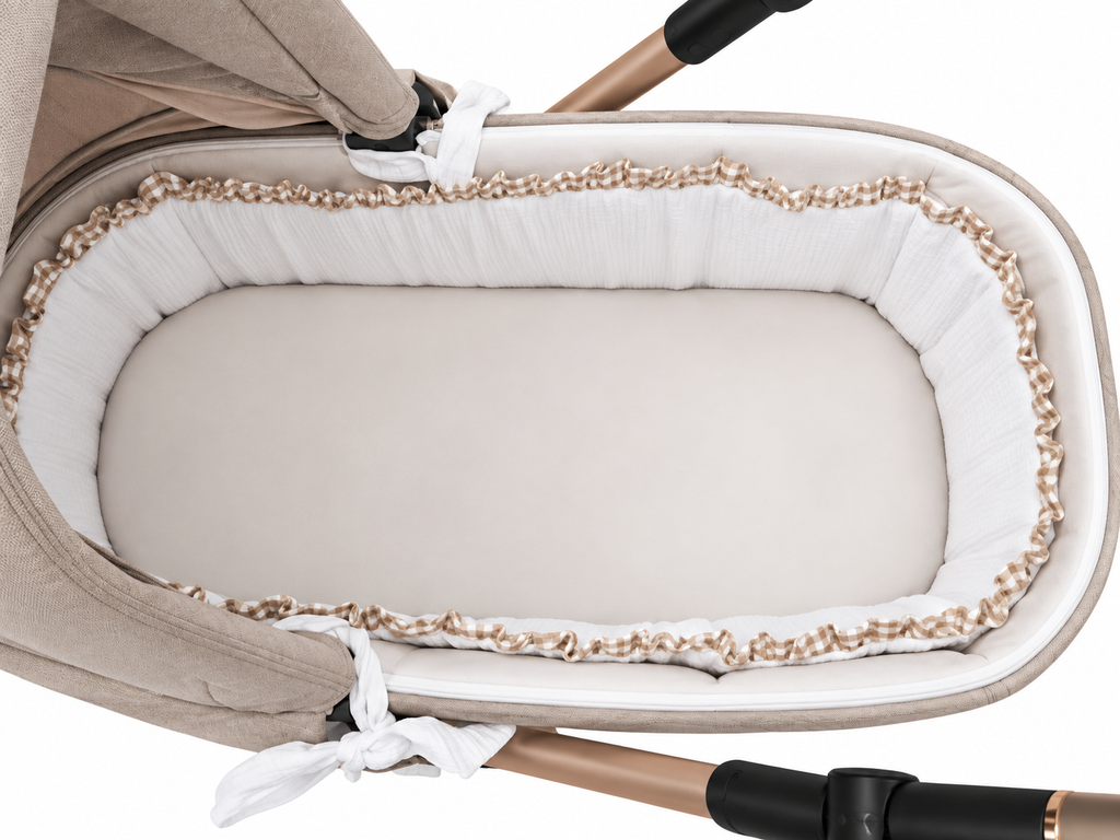 Cubre Capazo Interior Bambula Blanco Volante Vichy