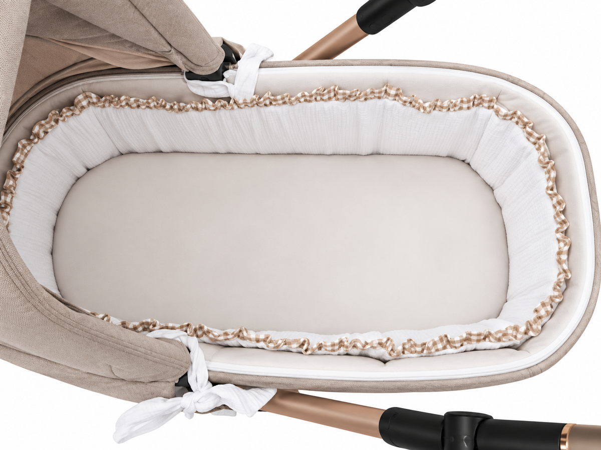 Cubre Capazo Interior Bambula Blanco Volante Vichy