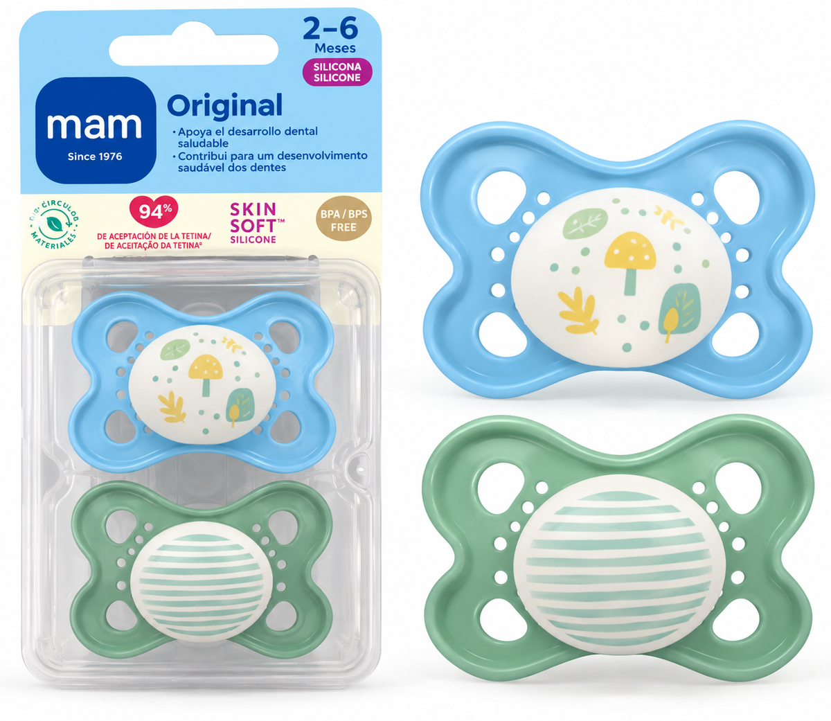 Pack Chupetes Original Rayas Mam 2-6 Meses
