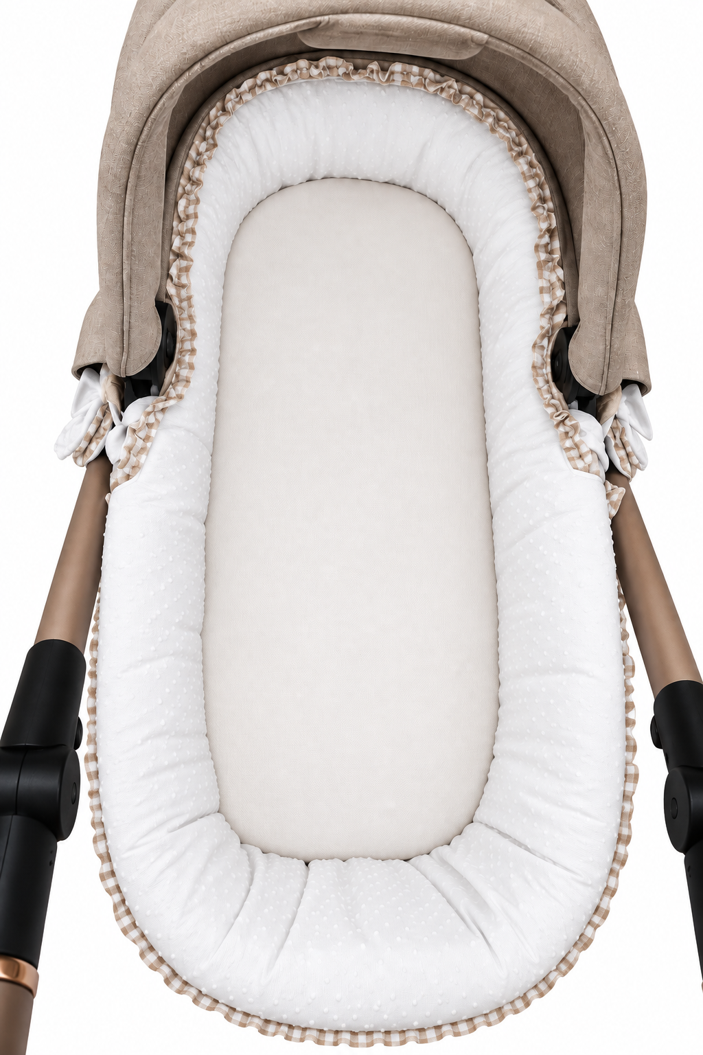 Cubre Capazo Mixto Plumeti Blanco Volante Vichy