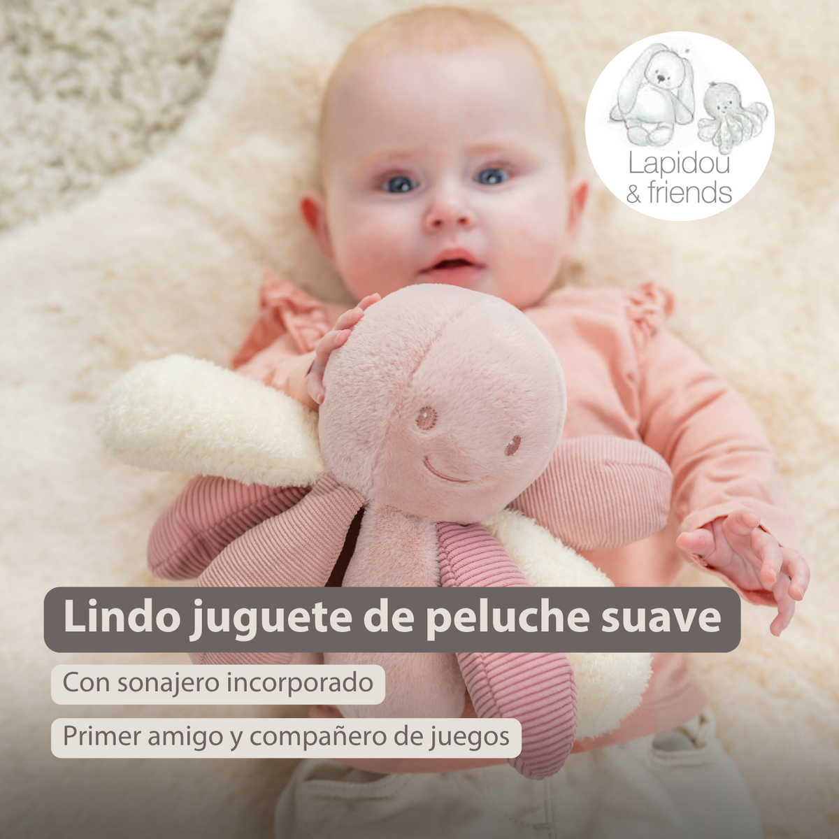 Sonajero Pulpo Rosa Nattou