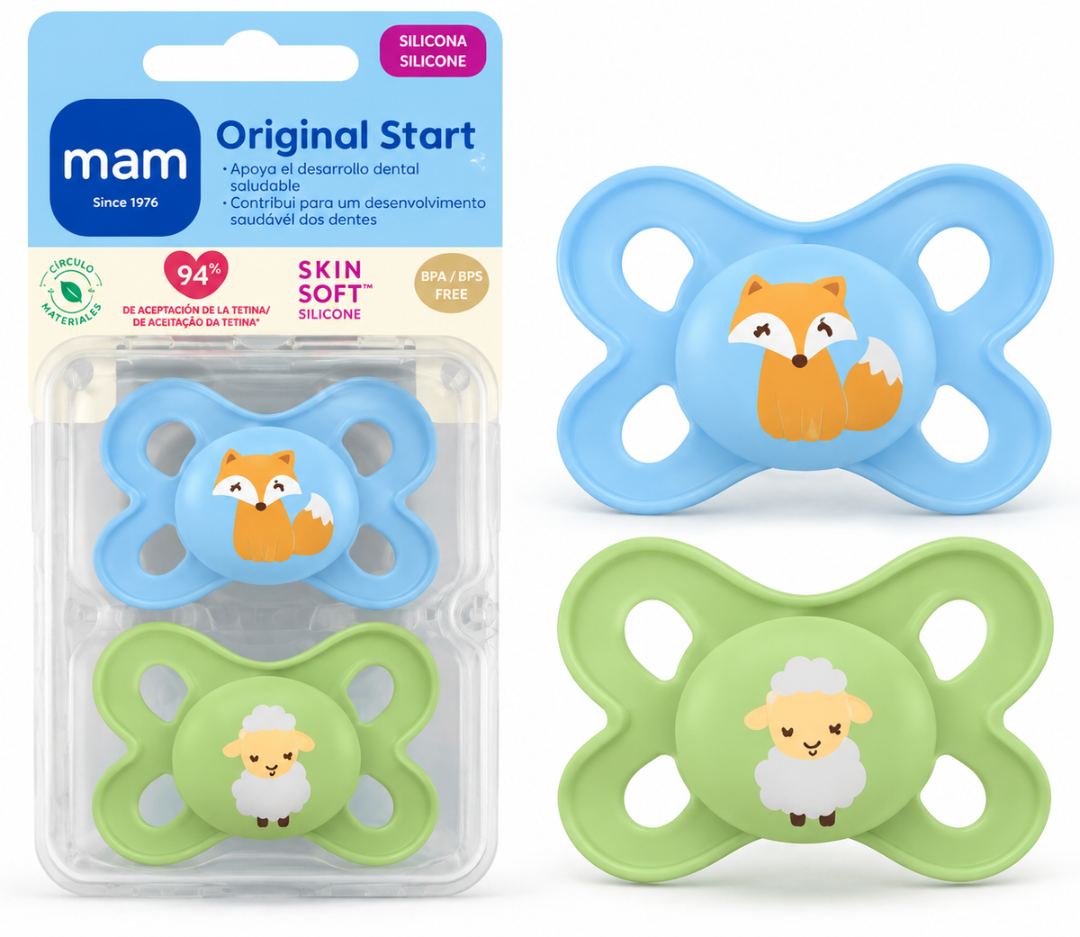 Pack Chupetes Original Start Animales Mam 0-2 Meses