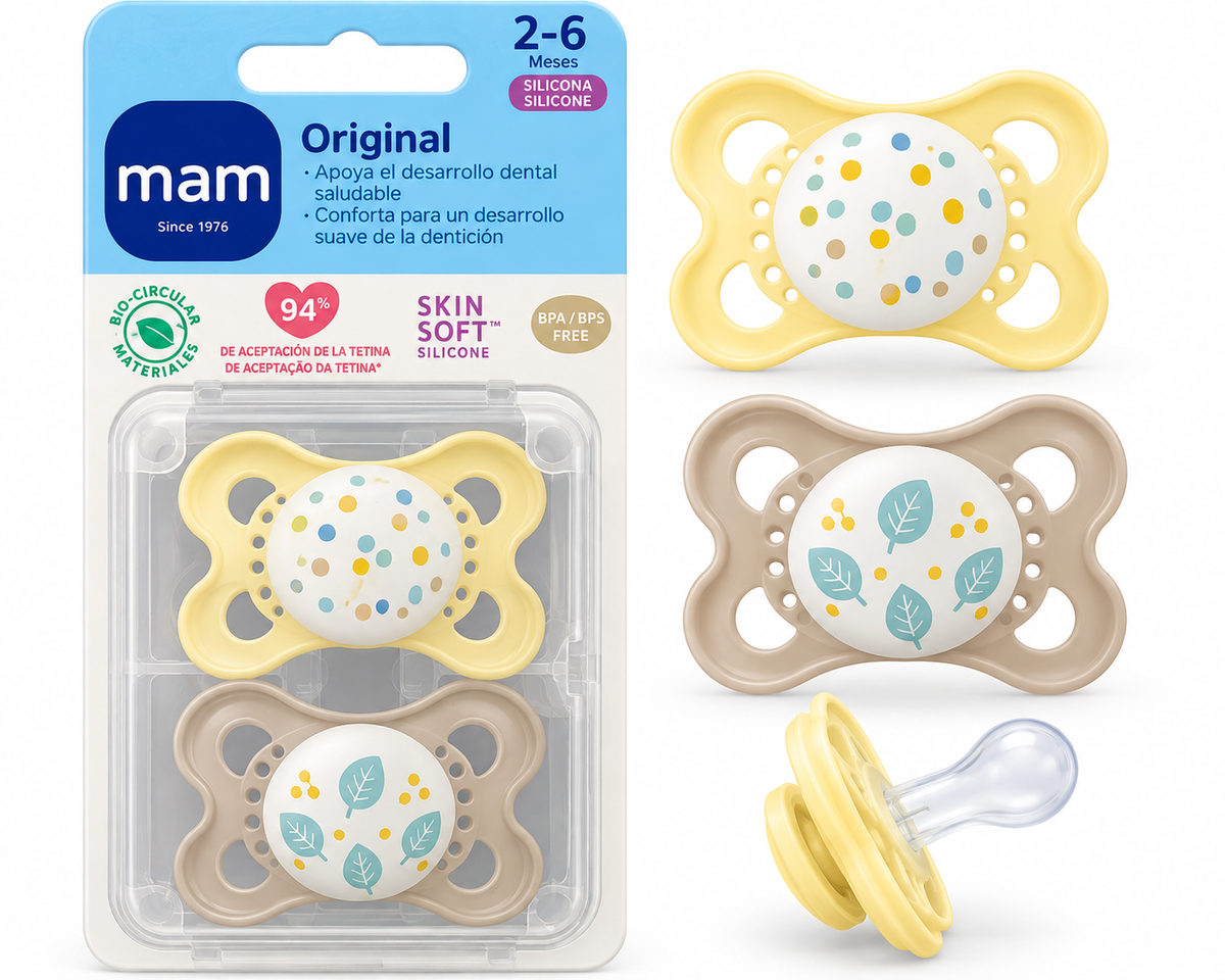 Pack Chupetes Original Puntos Mam 2-6 Meses