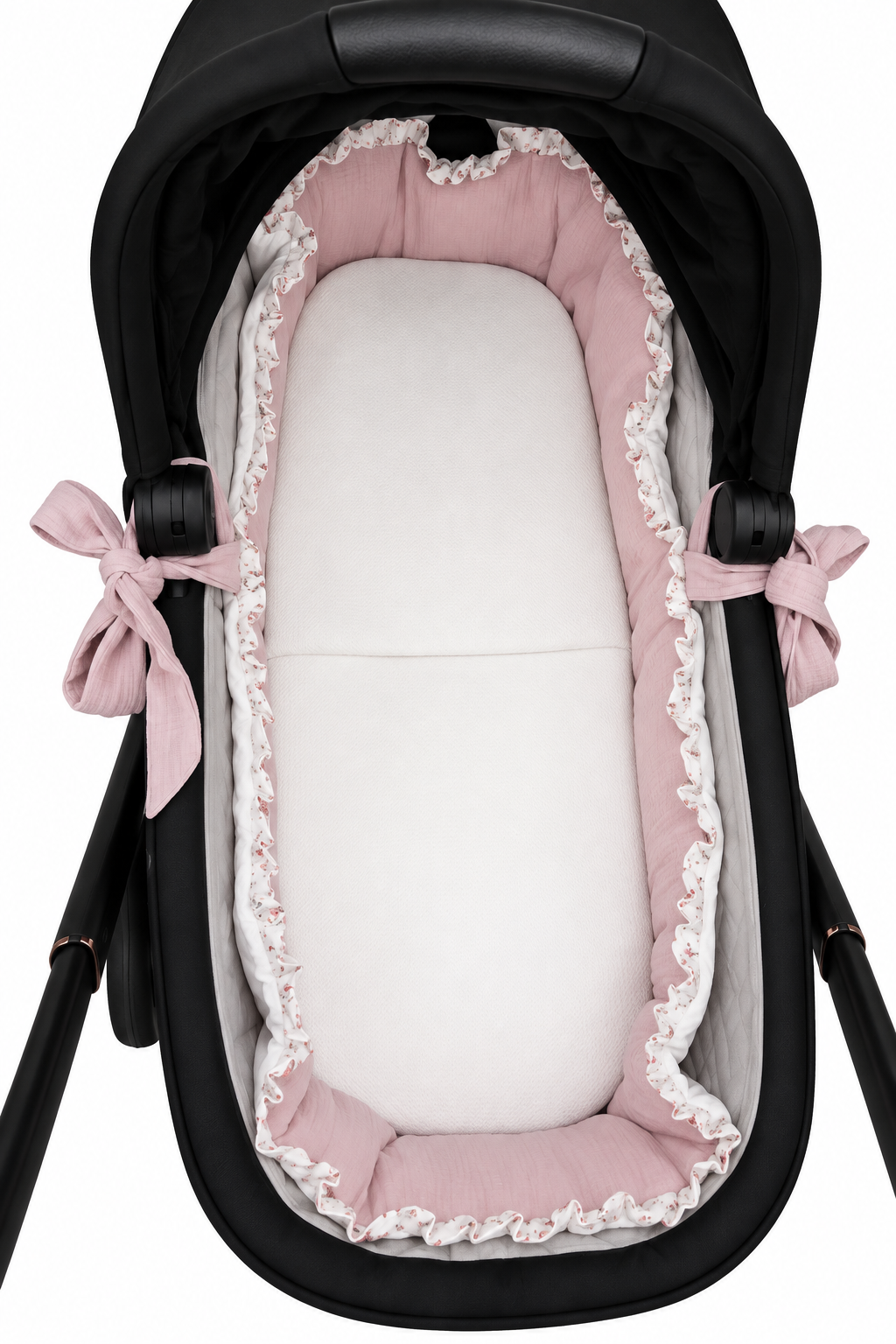 Cubre Capazo Interior Bambula Rosa Maquillaje Volante Flores