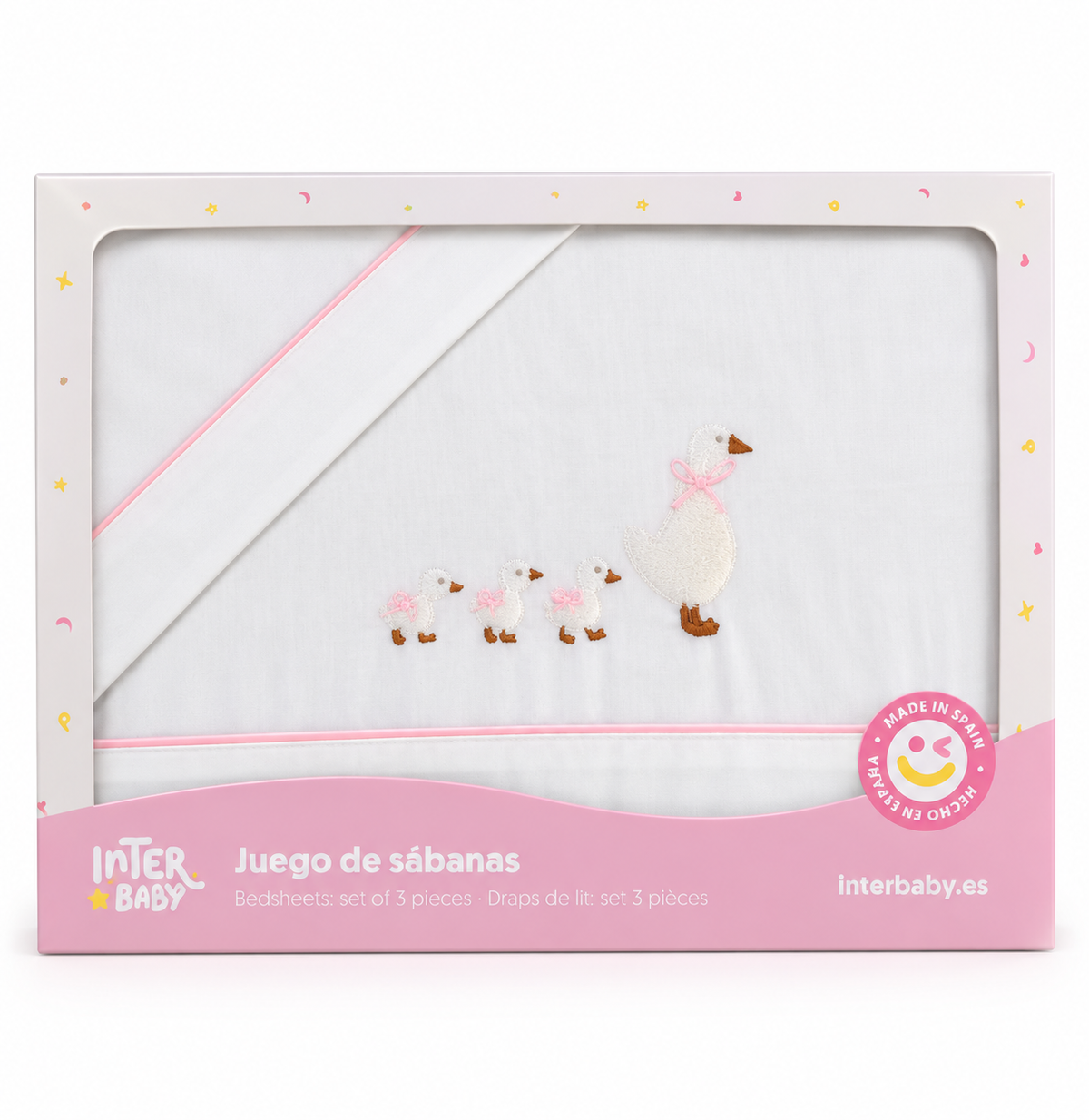 Sábanas Franela Patitos Rosa Minicuna