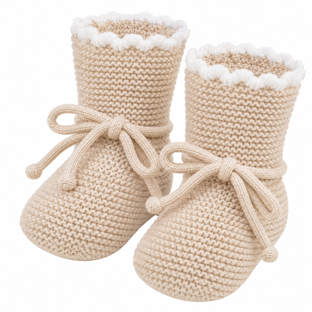 Patucos Beige Filo Blanco Popys