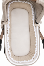 Cubre Capazo Interior Bambula Beige Volante Blanco