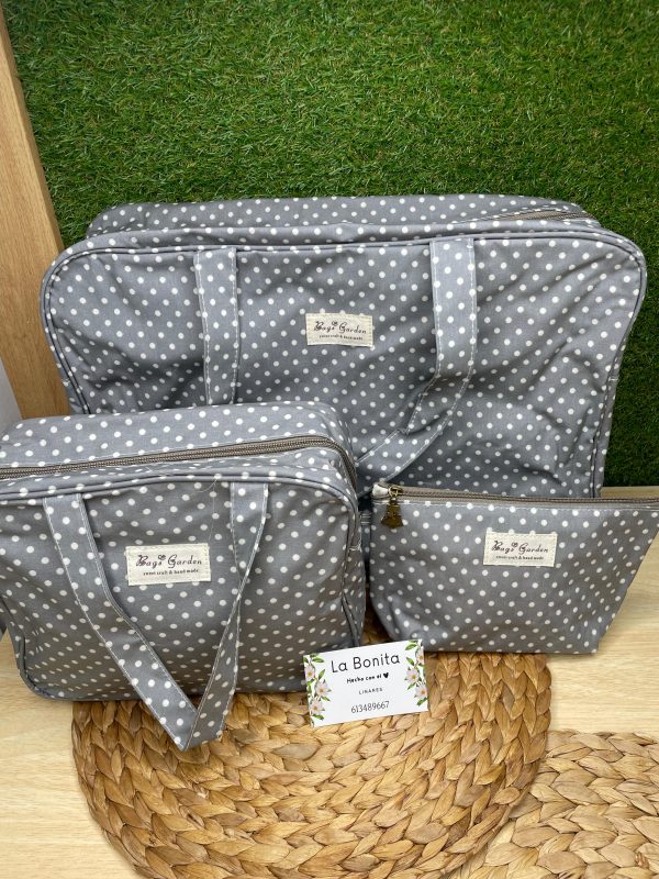 Bolso maternidad/carro - Lunares Gris