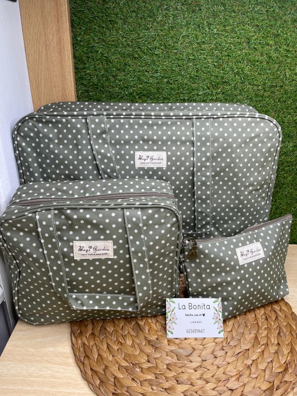 Bolsos maternidad/carro - Lunares Verde olivo