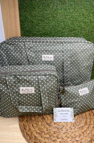 Bolsos maternidad/carro - Lunares Verde olivo