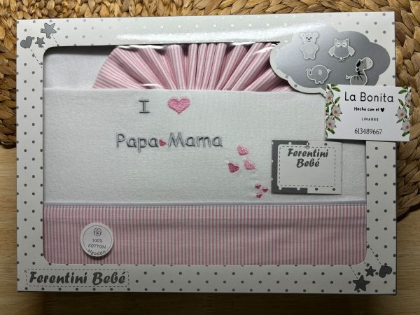 FRANELA CUNA - Papá y Mamá Rosa