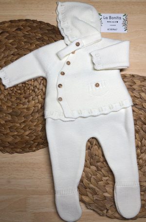 Tres piezas botones - Blanco - Talla 0