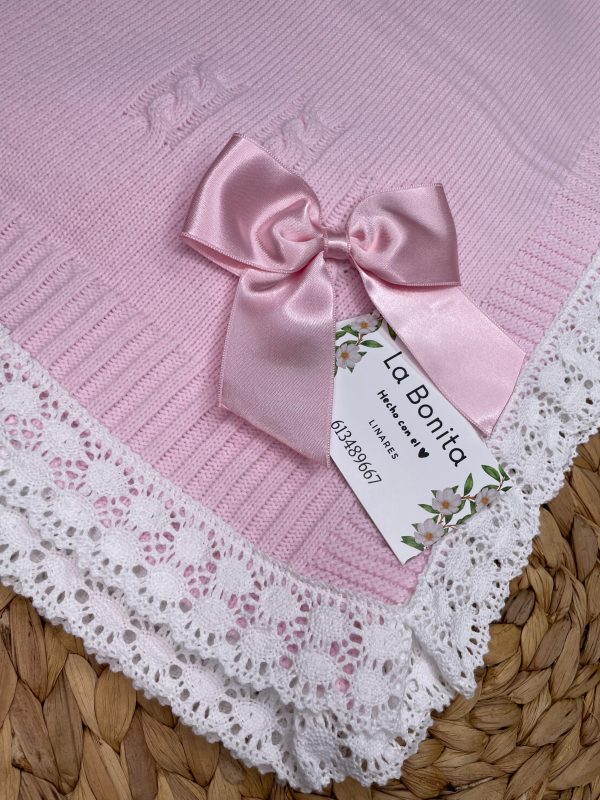 Toca con puntilla Rosa Bebé