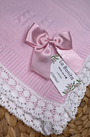 Toca con puntilla Rosa Bebé