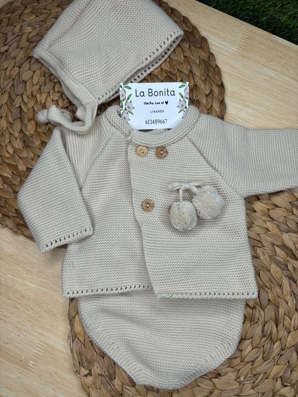 Tres piezas Pompones Camel - Talla 3