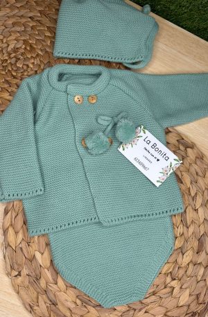 Tres piezas Pompones - Verde