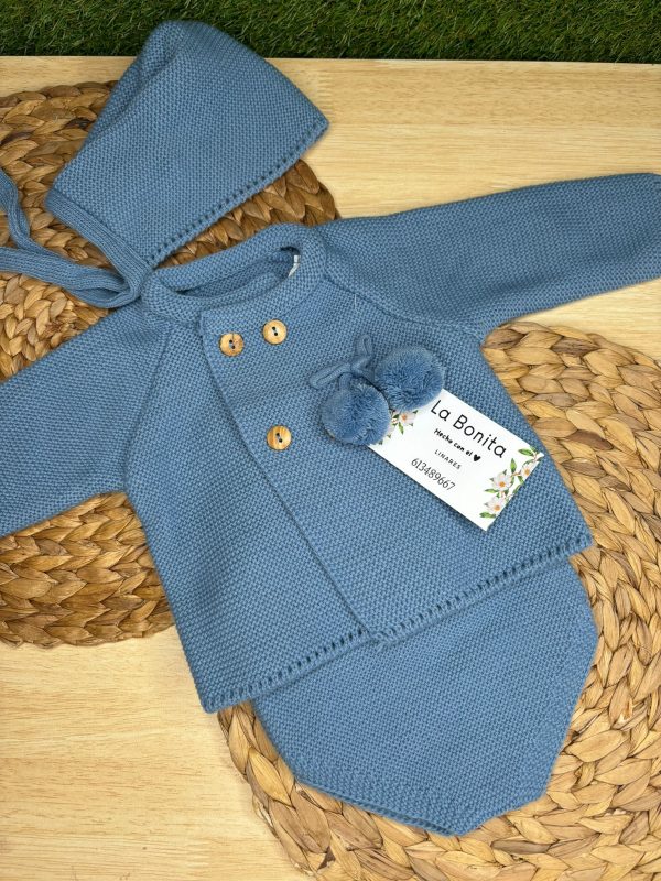 Tres piezas Pompones Cobalto - Talla 0