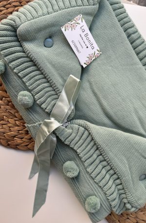 Saco Capazo Pompones Verde