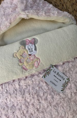 Saco Capazo Ratón Bordado Rosa
