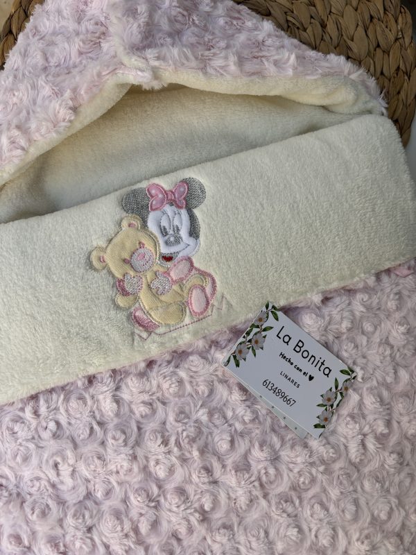 Saco Capazo Ratón Bordado Rosa