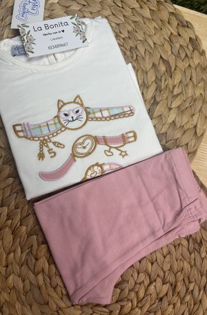 Conjunto Reloj Rosa - Talla 12 meses