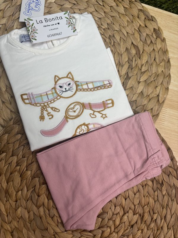 Conjunto Reloj Rosa - Talla 12 meses