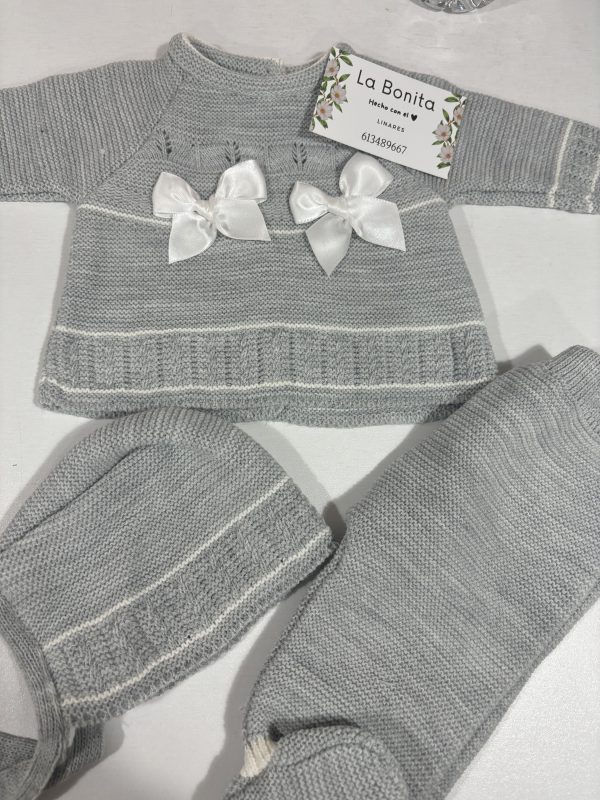 Conjunto Gris Lazos - Talla 0/1