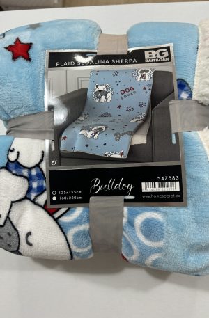 Manta Cuna Perritos Azul